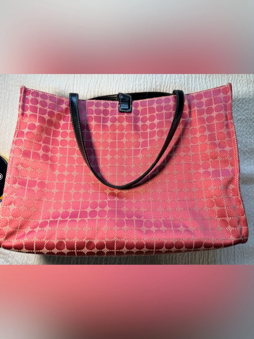 Kate Spade Women's Pink Tote Bag with Black Trim